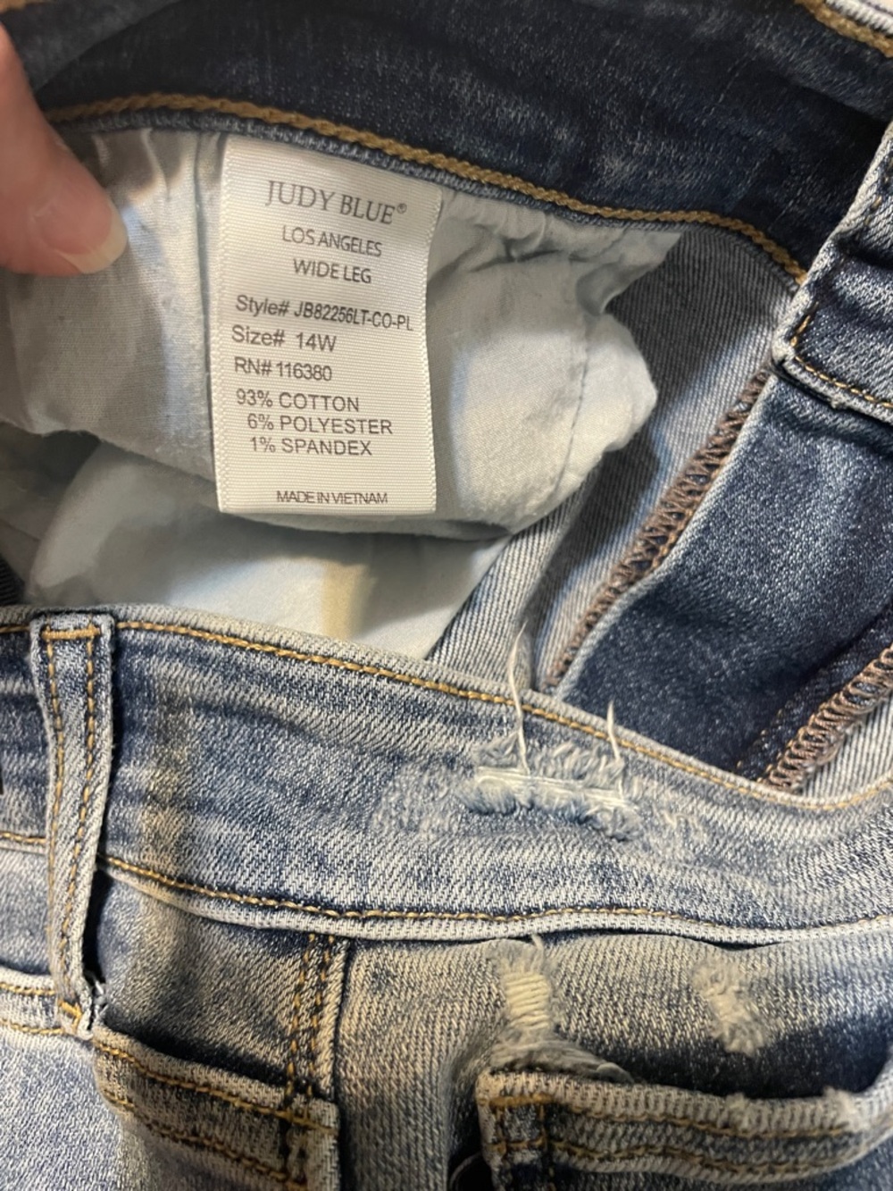 Judy Blue Distressed Wide-Leg Women’s Jeans - Light Blue 14W - Picture 4 of 7